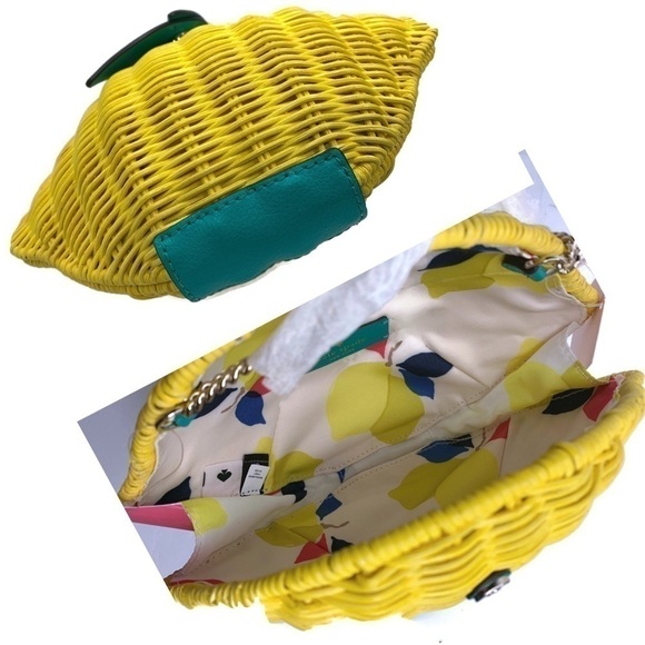 Kate Spade Wicker Yellow Lemon 🍋 Bag NWT Summer - Picture 3 of 5